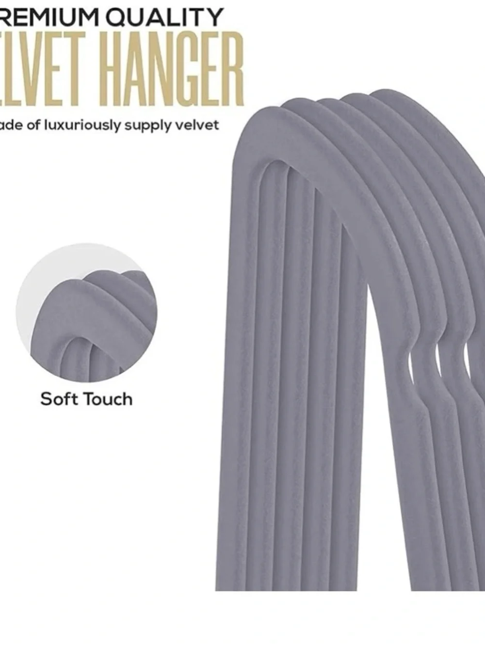 Pack of 50 Coat Hangers, Heavy-Duty Velvet Hangers with Non-Slip Design